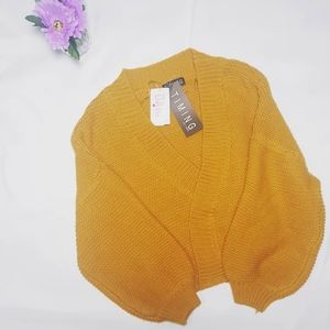 Mustard yellow open front cardigan sweater Small
